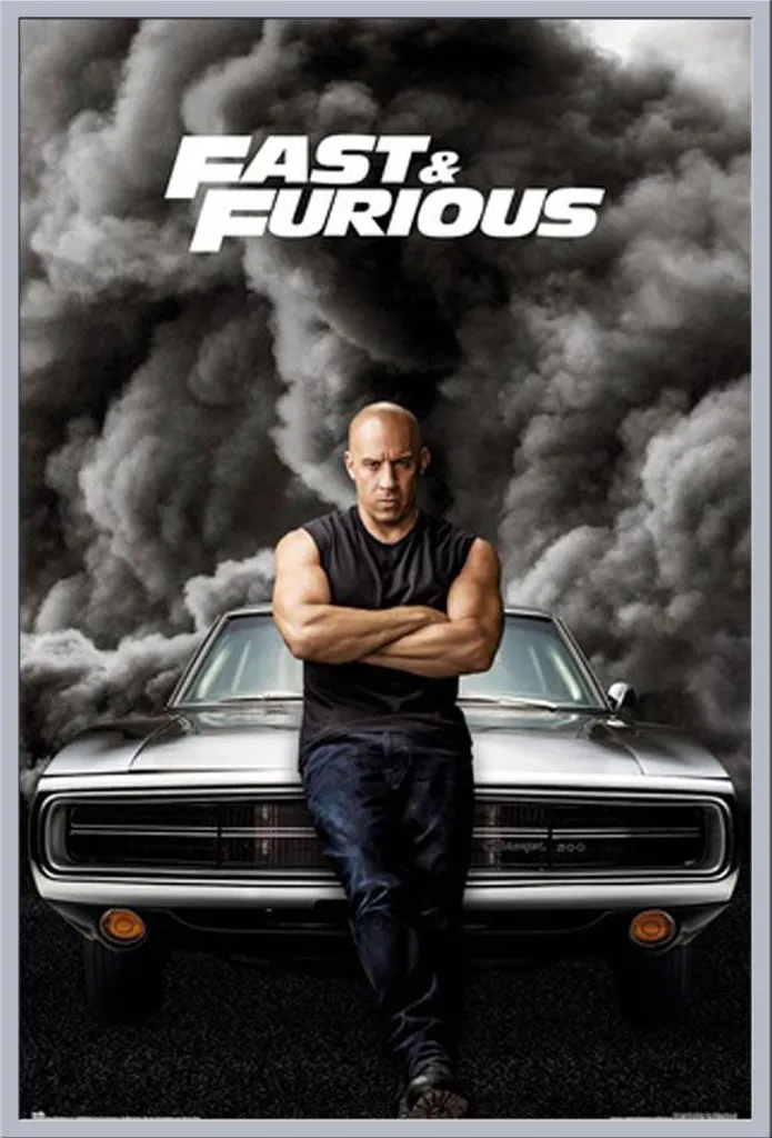 Décoration Murale Fast & Furious Vin Diesel Grand Format Cadre Argenté