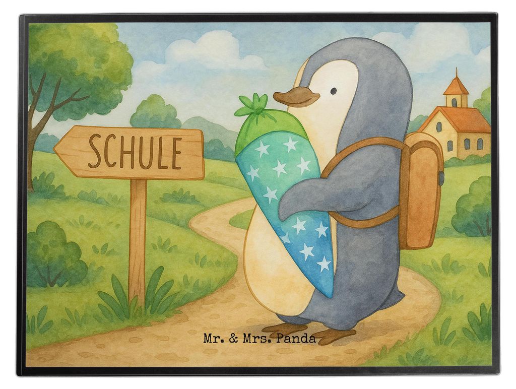 Mr. & Mrs. Panda Schreibunterlage Pinguin Schultüte Design - Weiß - Geschenk, Schreibtischauflage, Schulanfänger, Unterlage Schreibtisch, schrei...