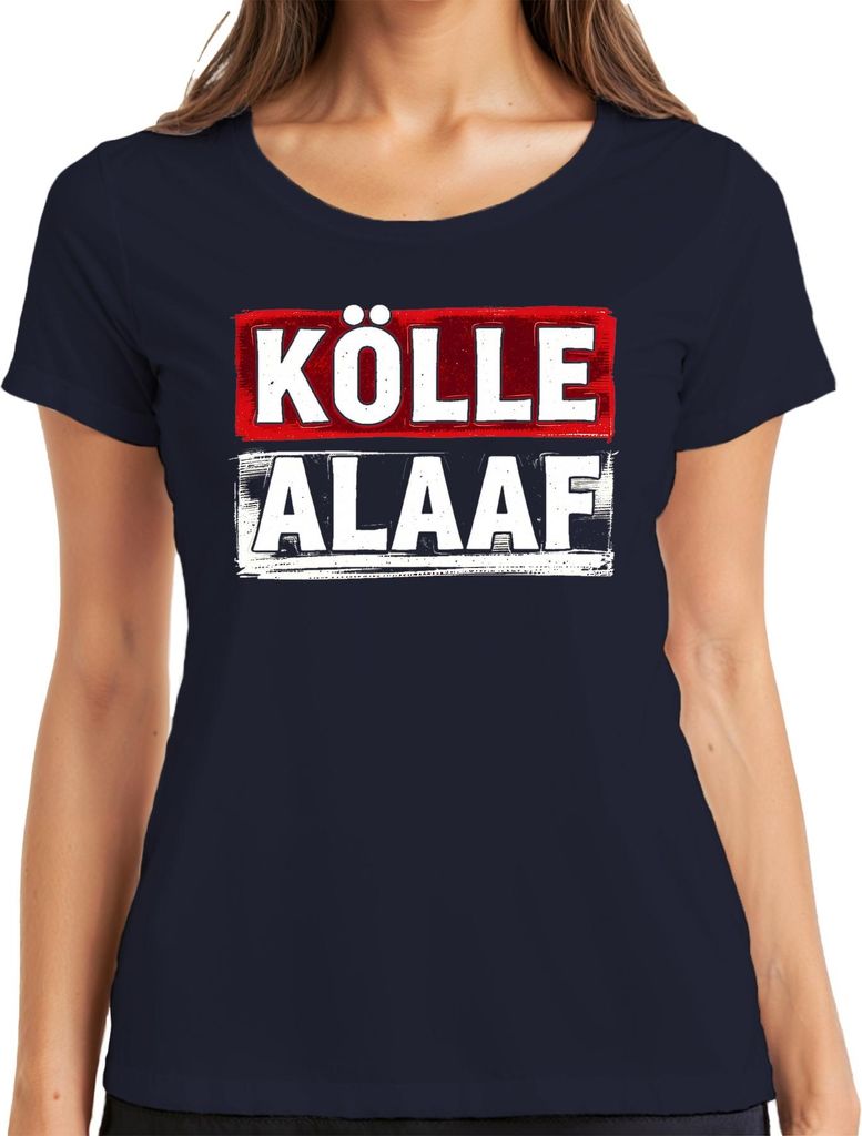 Kölle Alaaf Karneval Köln Fastnacht Karnevalsjeck Kölsche Fasching Damen T-Shirt, Navy, L