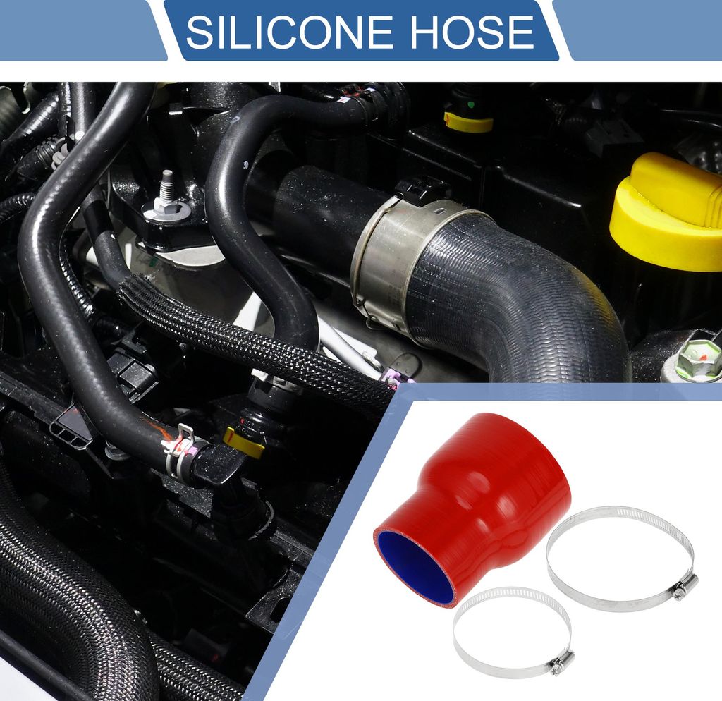 1 Satz 102-76mm/4,02"-2,99" ID 127mm/5" Länge 0 Grad Blau Rot Auto Silikonschlauch mit Schellen Kühlmittelschlauch Universal