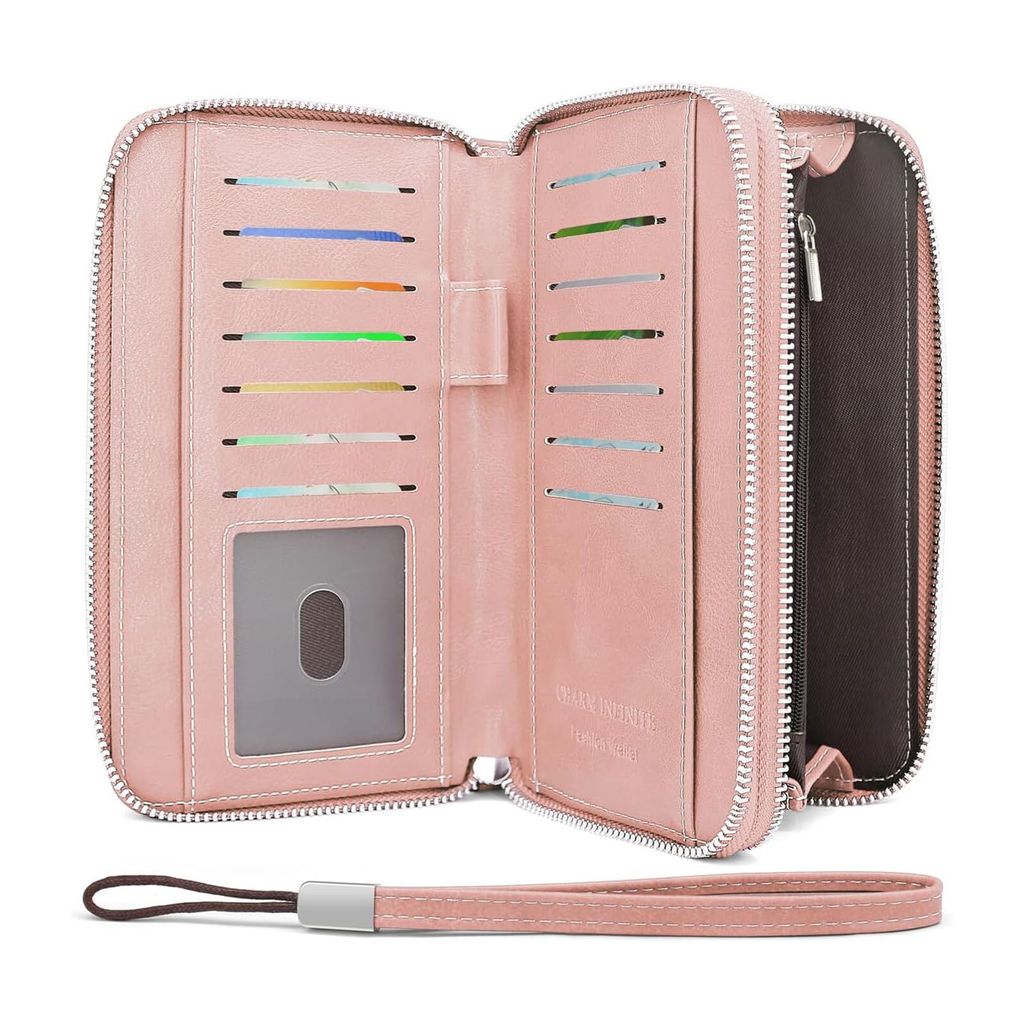 OKWISH Damen Geldbörse , Geldbeutel Klein und im Kurzformat Portemonnaie Damen Kunstleder Portemonnaie Kleine Brieftasche Geldbörse Für Frauen Rosa