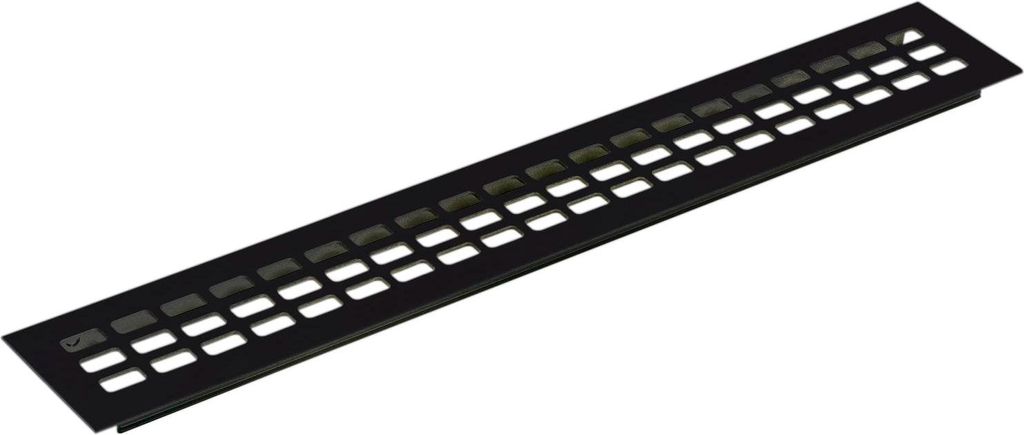 vasalat Lüftungsgitter Kühlschrank 400x80 mm, einsteckbares Lüftungsblech - auch für Kleiderschränke & Türen, Aluminium schwarz eloxiert