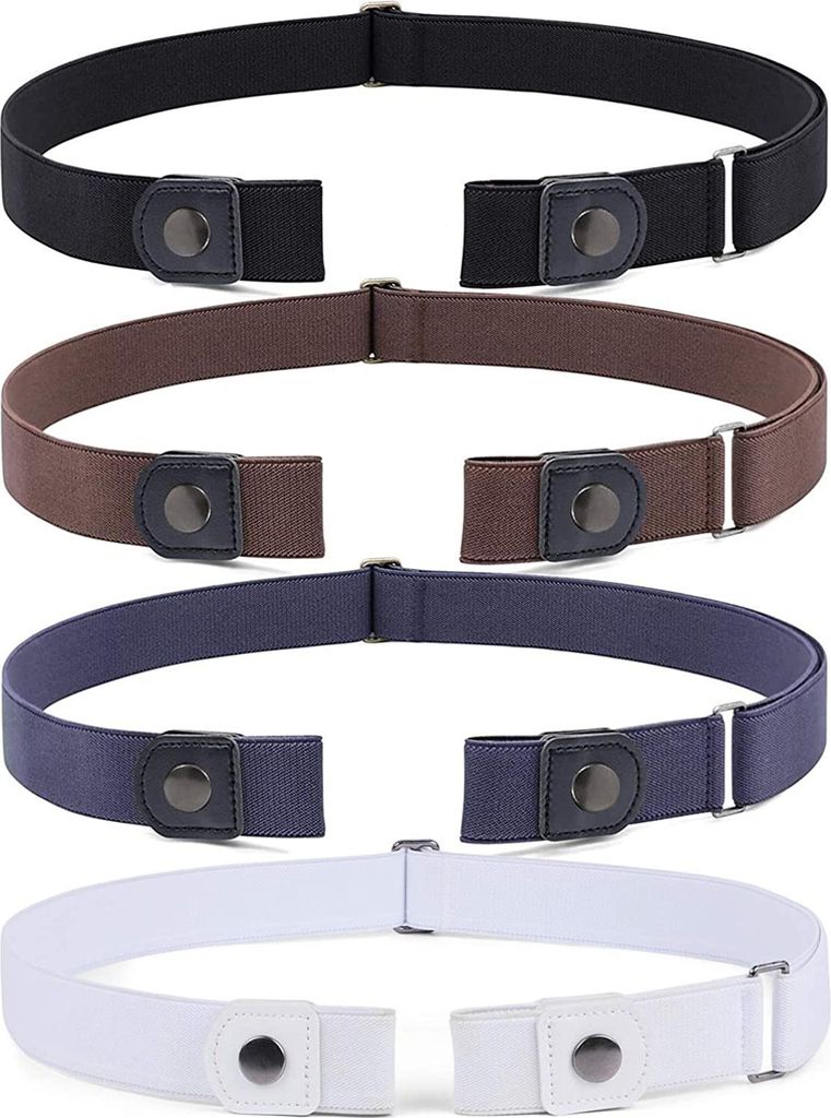 4-teiliger, schnallenloser, verstellbarer Gürtel für Damen und Herren, unsichtbarer elastischer Gürtel für Jeans, Hosen