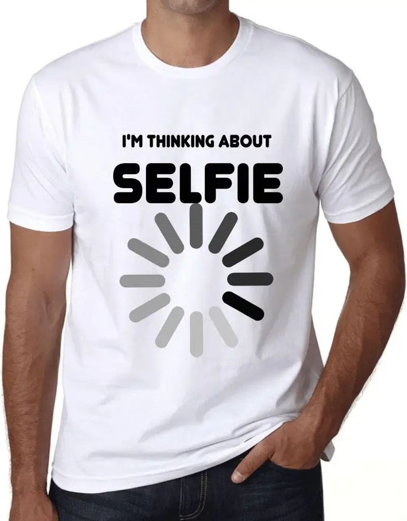 Herren Grafik T-Shirt Ich denke über ein Selfie nach – I'm Thinking About Selfie – Öko-Verantwortlich Vintage Jahrgang Kurzarm Lustige Druck