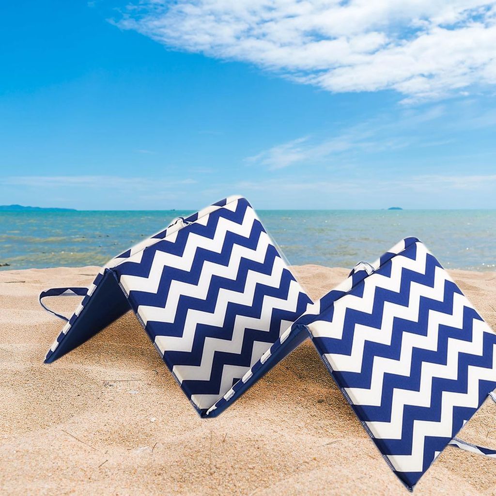Leżak plażowy VLNKY 137x49 cm, niebiesko-biały Zdjęcie produktu 