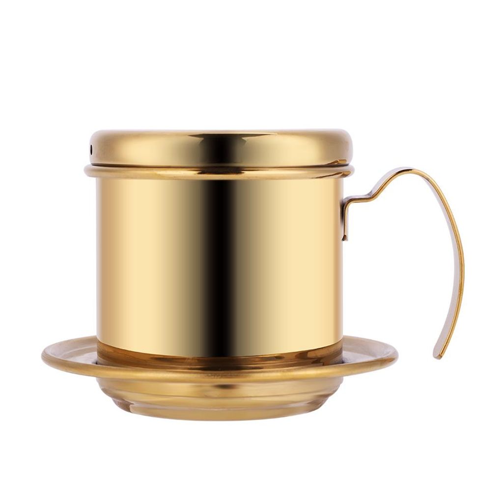 Edelstahlbecher Vietnamesischer Kaffee-Tropffilter-Aufsatz für Zuhause Golden