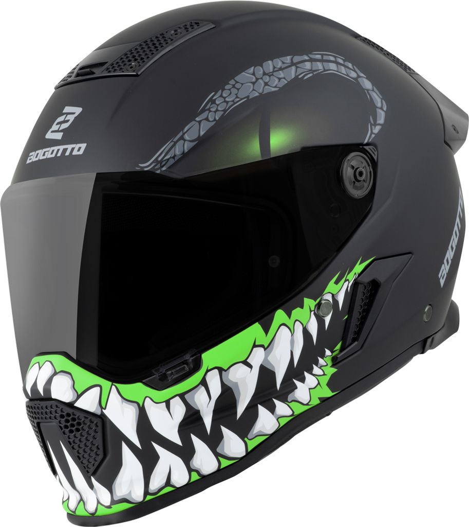 Bogotto Rapto Reptile Helm, schwarz/grün matt, XS