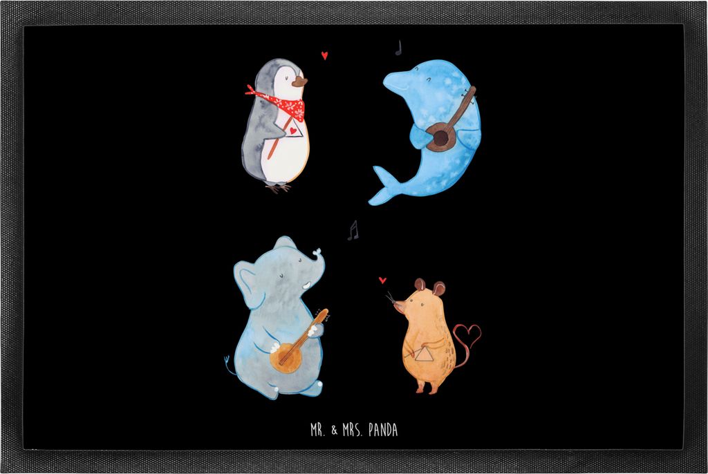 Mr. & Mrs. Panda Fußabstreifer Big Band 60 x 90 cm - Schwarz - Geschenk, Lustige Sprüche, Hund, Schmutzmatte, Delfin, Schmutzfangmatte, Elefant, ...