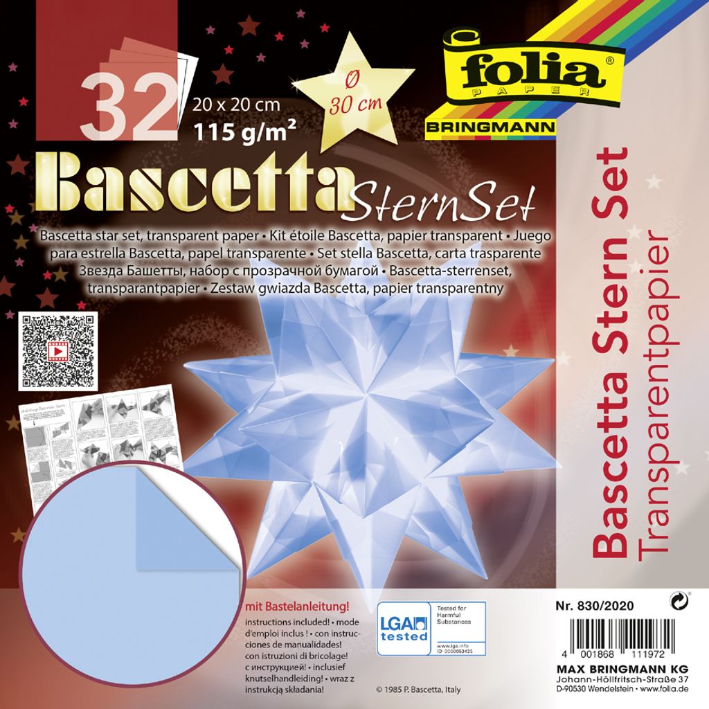 folia 830/2020 folia Faltblätter Bascetta-Stern, 200 x 200 Zdjęcie produktu 