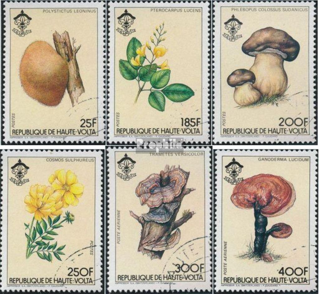 Briefmarken Obervolta 1984 Mi 950A-955A (kompl.Ausg.) gestempelt Pilze und Blumen