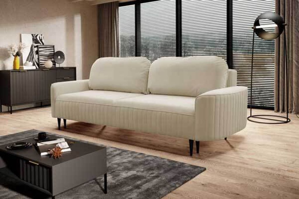 Sofa 2-Sitzer Couch Vena Schlaffunktion Bettkasten beige