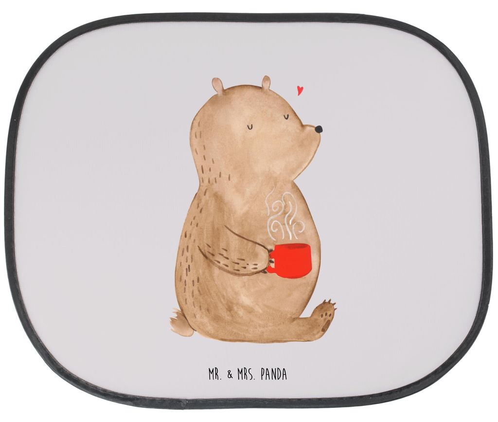 Mr. & Mrs. Panda Sonnenschutz Auto Bär Morgenkaffee - Grau Pastell - Geschenk, Valentinstag, Freund, autofenster, Autoscheiben, Pkw, Hochzeitstag,...