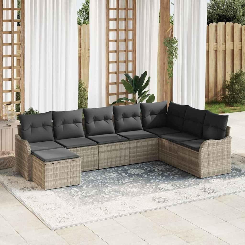 Maison Exclusive - Garten-Sofa-Set mit Kissen 8 pcs Hellgrau Poly Rattan