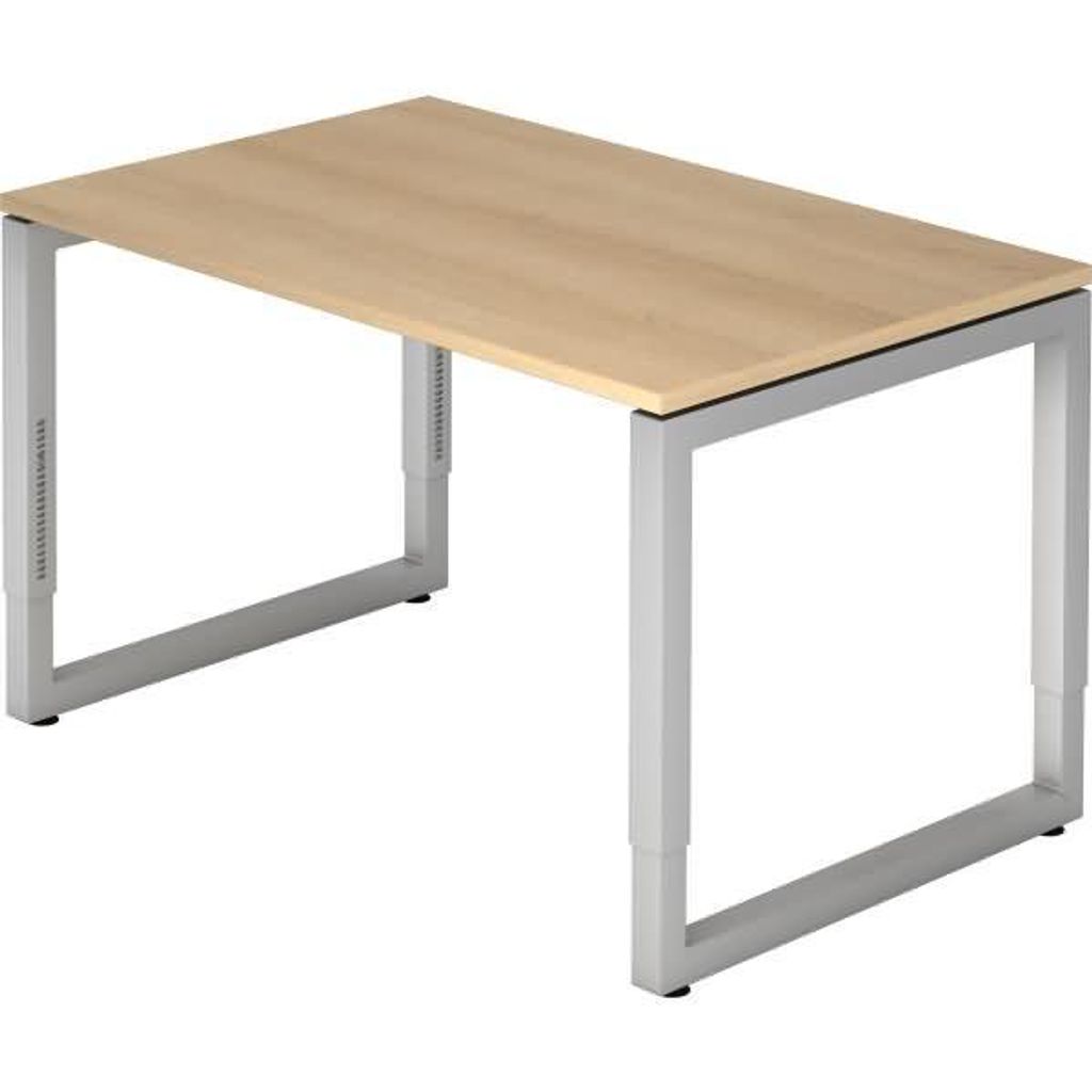 Büro Schreibtisch 120 x 80 cm Modell RS12 mechanische Höheneinstellung E=Eiche-silber