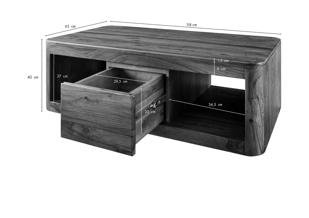 Table basse 118x65 Palissandre Smoked cherry TORONTO #152 MASSIVMOEBEL24 - 8