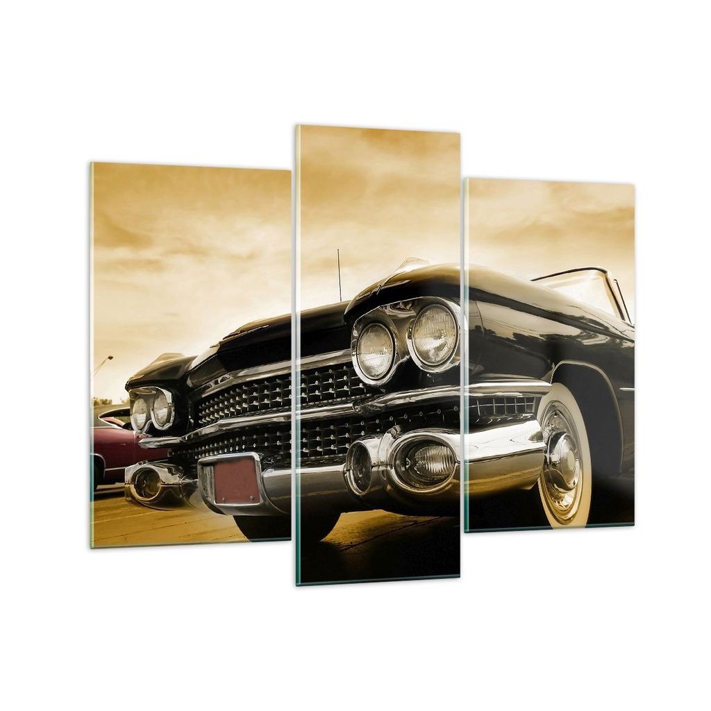 Bilder auf glas - Auto Chrom Rad - 130x100cm - Glasbilder - Wandbilder - Kunstdruck - zum Aufhängen bereit - Wanddekoration aus Glas - Glas Bilder...