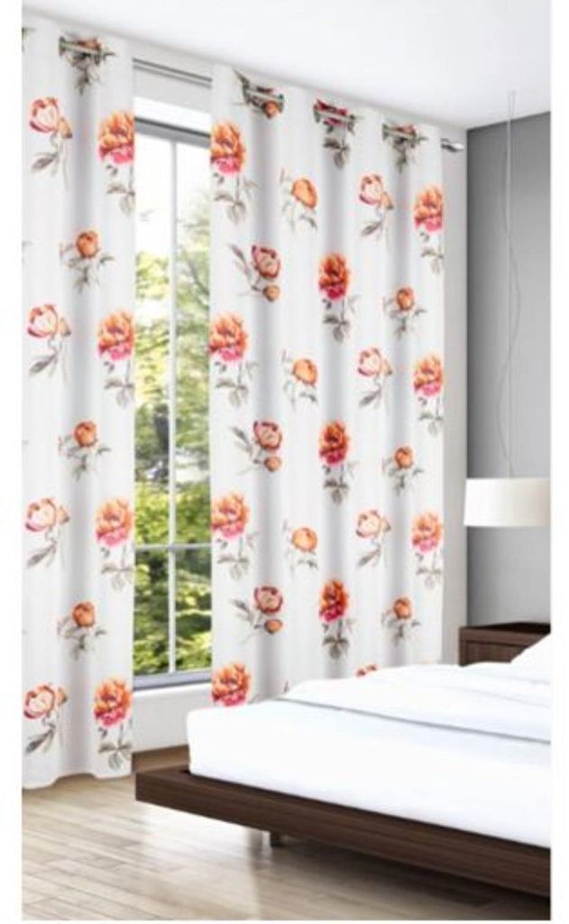 Ösenschal "Blumen": Größe (HxB) 280x135cm - Farbe: Rot