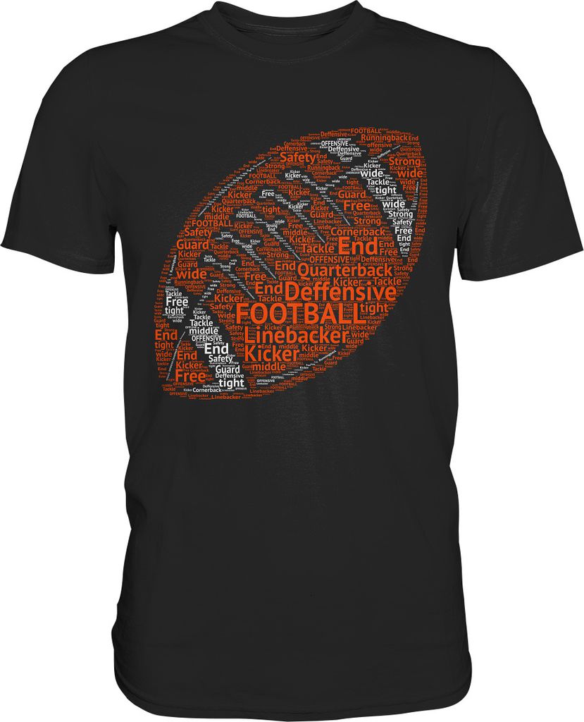 American Football Wortwolke Linemen Verteidigung T-Shirt – Produktbild 