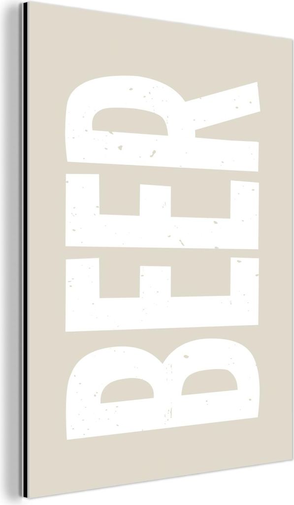 MuchoWow Wanddekoration Metall Metallbild Wandkunst 90x120 cm Bär - Japandi - Beige - Dekoration MuchoWow Aluminium Gemälde - Industrial