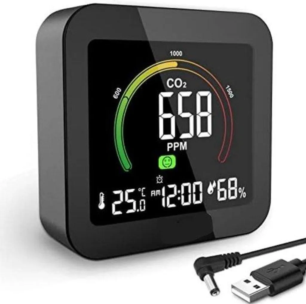 Détecteur de dioxyde de carbone CO2 intérieur avec écran LCD rétroéclairé