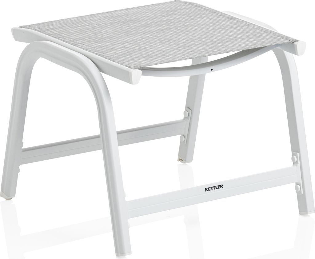 KETTLER Basic Plus Hocker weiß-matt/hellgrau Aluminium/Outdoorgewebe