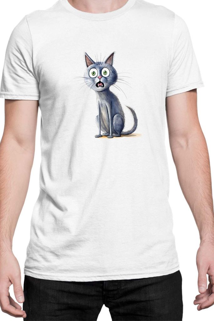 Herren T-Shirt Funny Cats Breeds Blue Cat 026, Man 5XL / Weiß