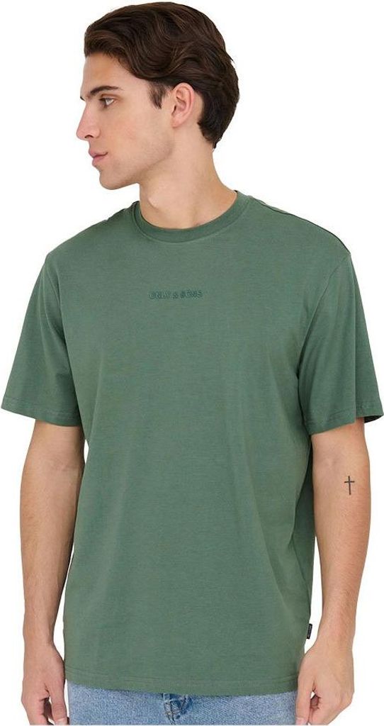 Only & Sons Levi Life Reg Text Kurzarm-t-shirt Grün S Herren Grün S