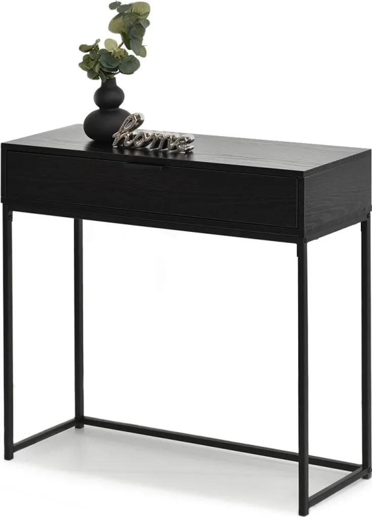 Console NIRAI avec Tiroir Noire - Meuble d'Entrée Design Industriel