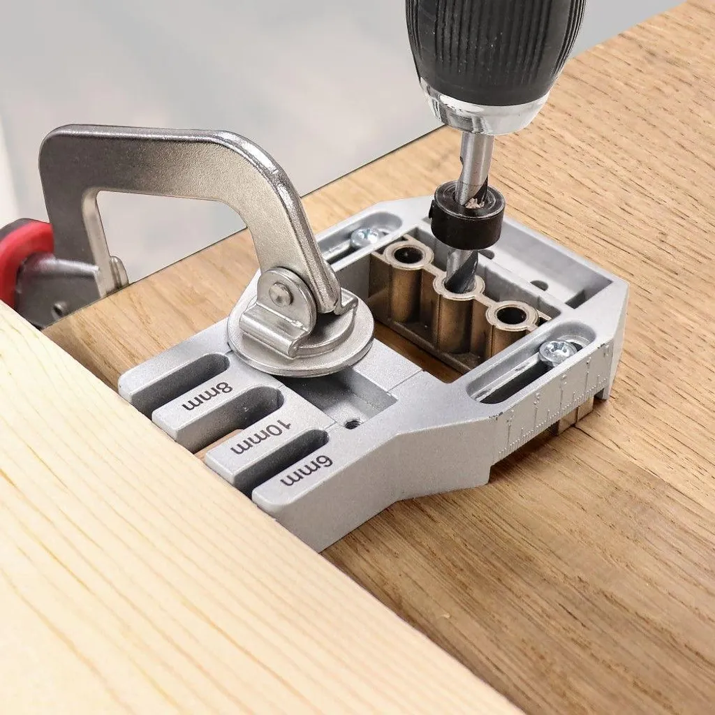 Guide de perçage pour tourillons bois, gabarit métal auto-serrant Pro - 4