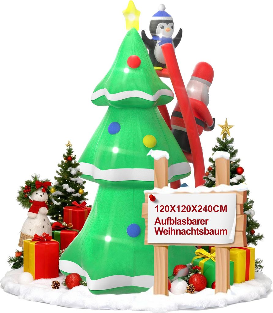 XMTECH Arbre de Noël gonflable 2,4 m avec bonhomme de Image du produit 