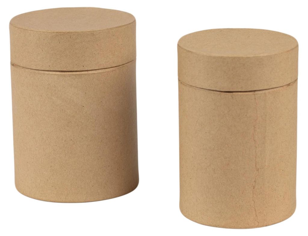 Décopatch Pappmaché, Set 2 Teedosen 9x9x12,7 cm + 10x10x13cm Kartonbraun BTS089C