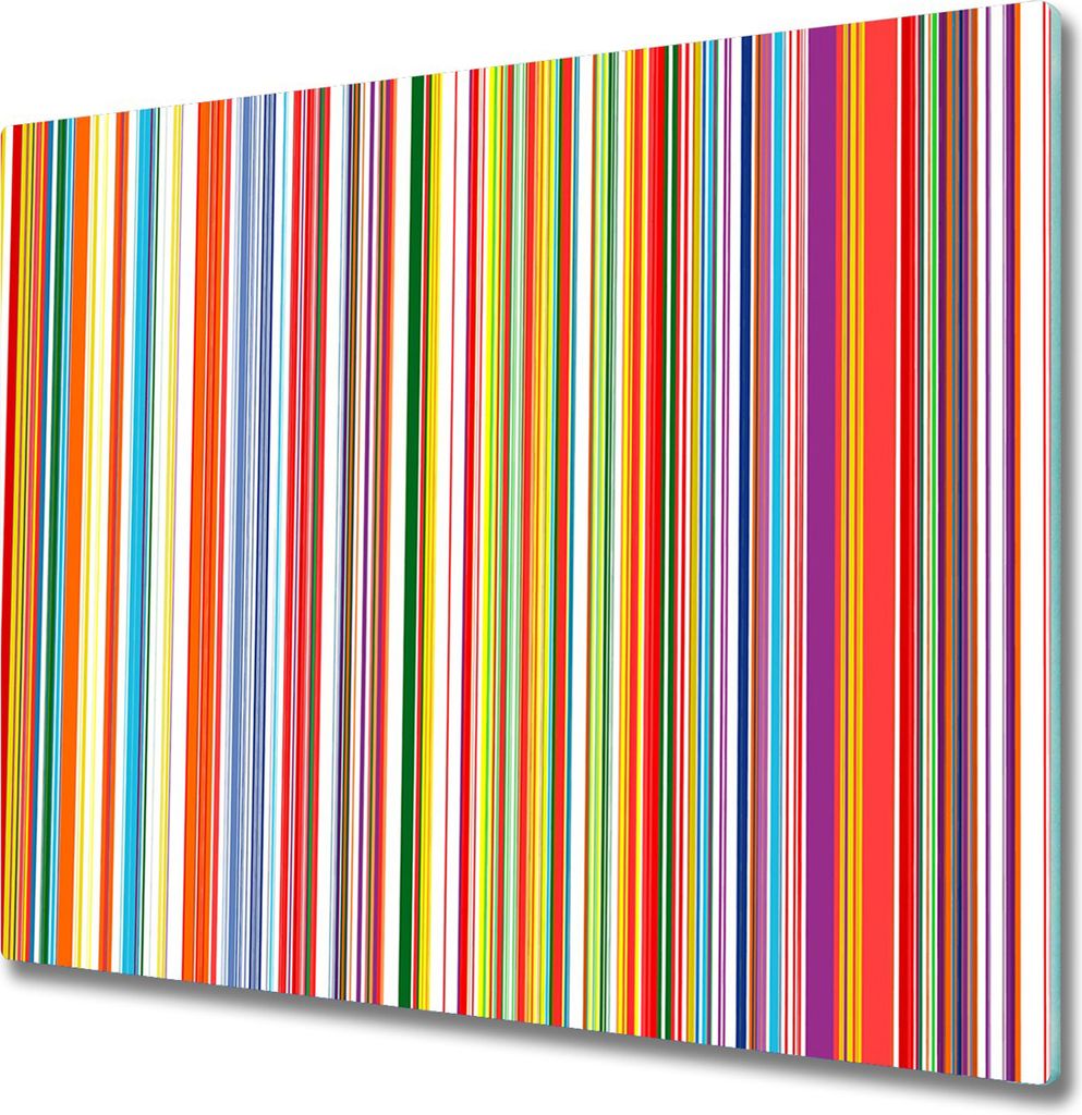 Glas Herdabdeckplatte 60x52 cm Spritzschutz Glasabdeckplatte Schneidebrett Farbige Streifen