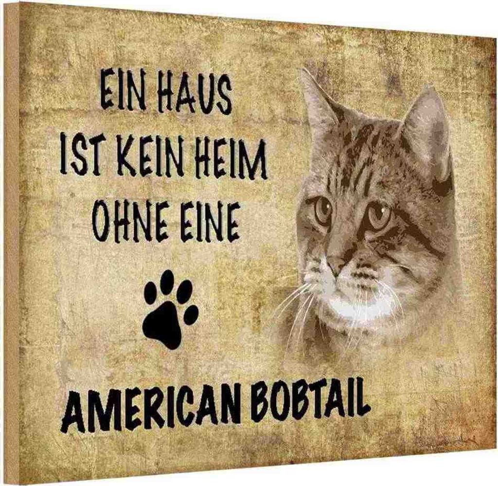 vianmo Holzschild 12x18 cm American Bobtail ohne kein Heim