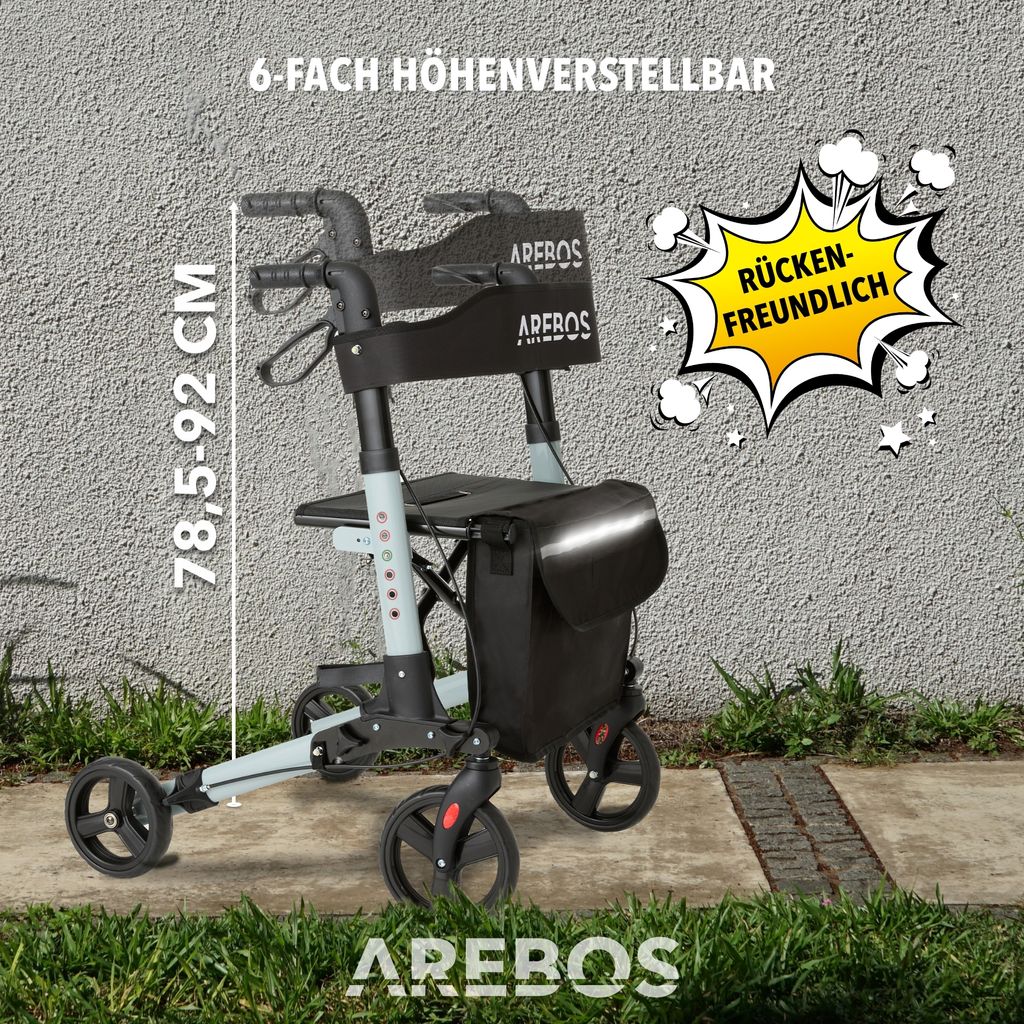 Lekki rollator AREBOS, 6-pozycyjna regulacja wysokości, Zdjęcie produktu 4