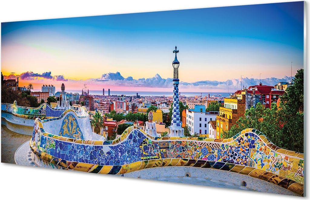 Glasbilder 120x60 Wandkunst Spanien Panorama der Stadt Produktbild 