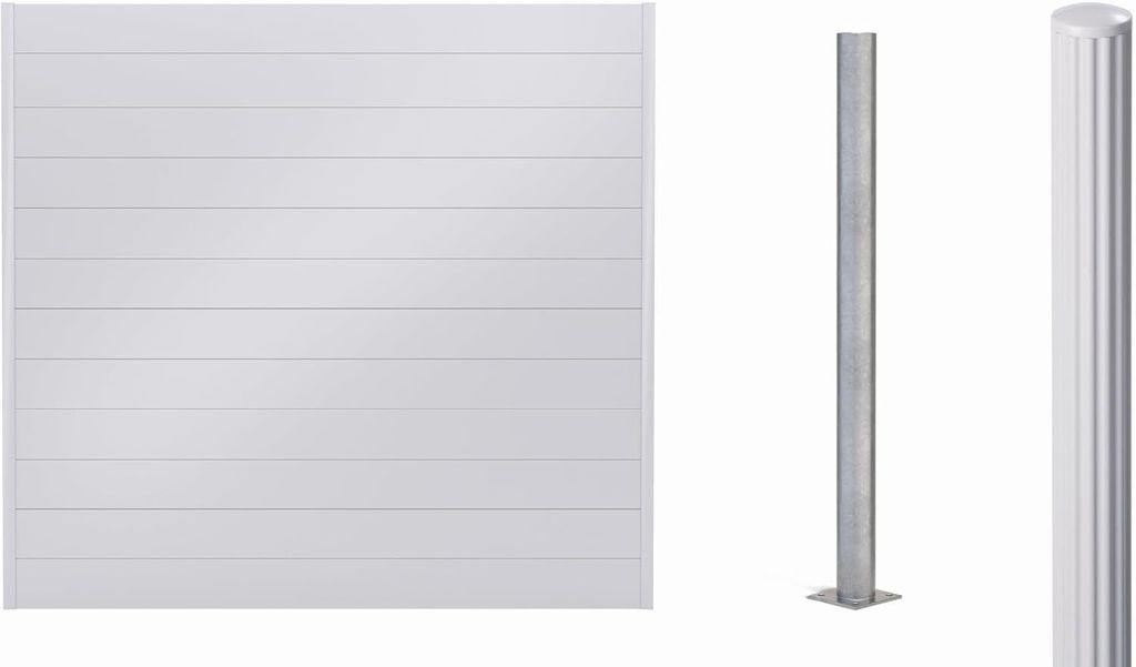 Alberts Sichtschutz Palitio als Set,weißalu.9006, zum Aufschrauben, Länge 2,00m, Profilhöhe 150mm