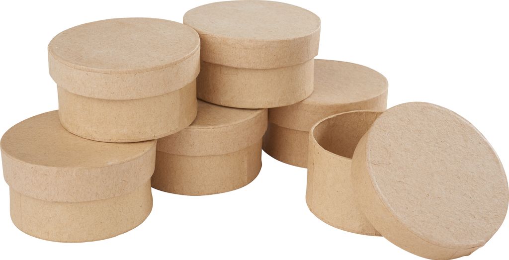 VBS Rundschachteln, 6 Stück, Pappmaché ca. Ø 6, H 3 cm Produktbild 