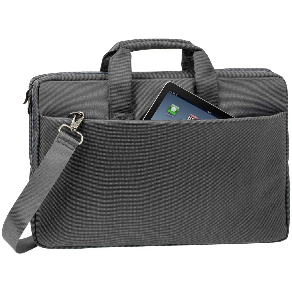 Porte-documents classique Rivacase 8251 gris pour PC portable 17" - 12