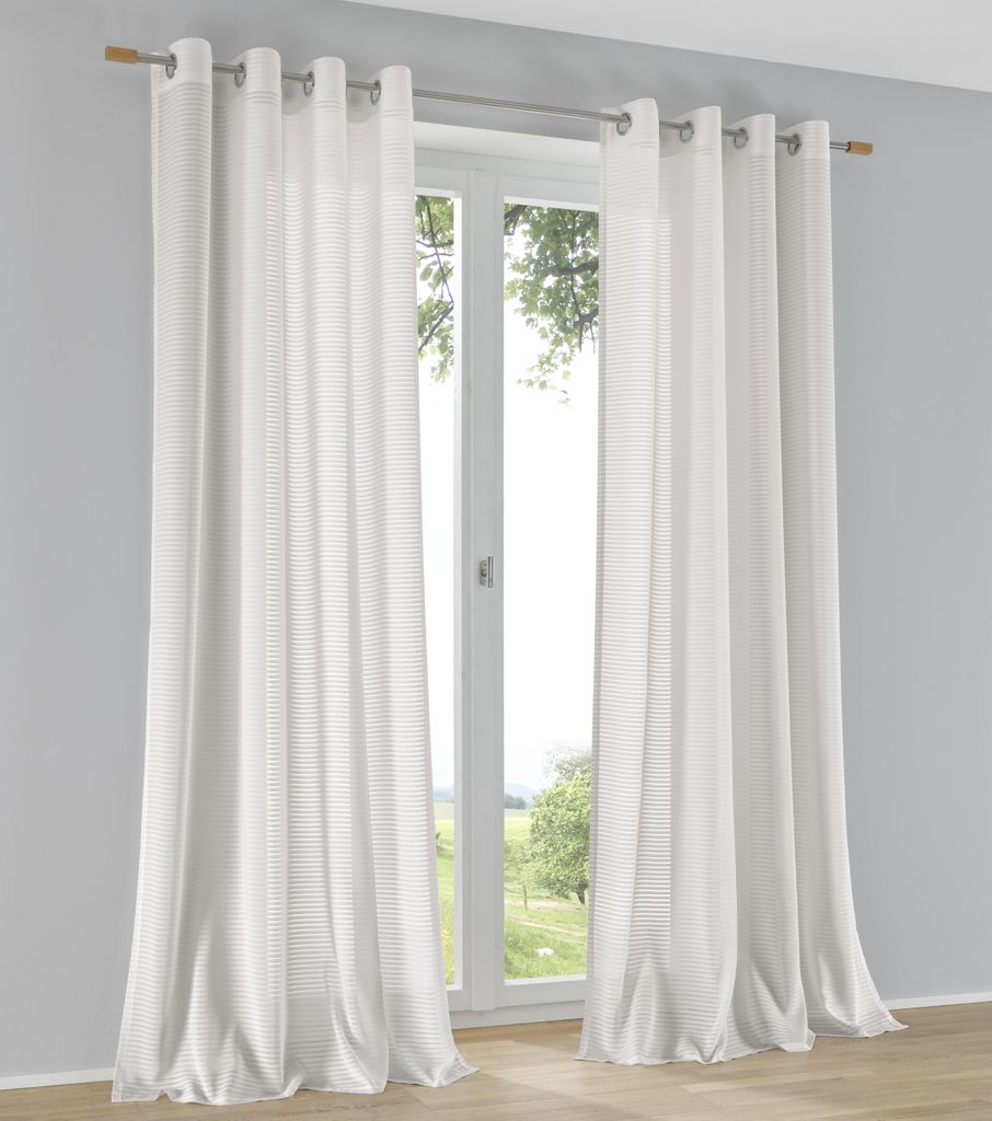 Halbtransparenter Vorhang Areggo in Weiß/Offwhite ca. 135 x 245 cm (1 Stück)