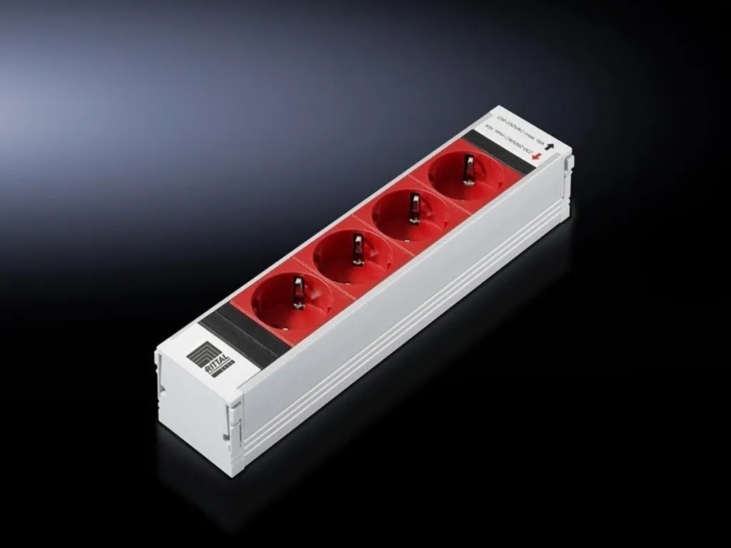 Module de Prise Rittal PSM 4x Schuko Rouge - Unité d'Alimentation Fixe - 2