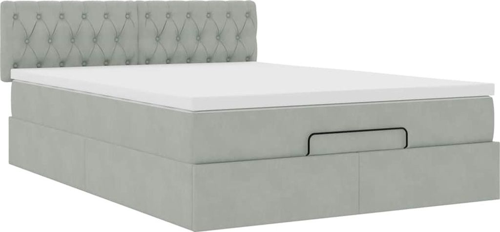 Ottoman-Bett mit Matratze Hellgrau 140x190 cm Samt