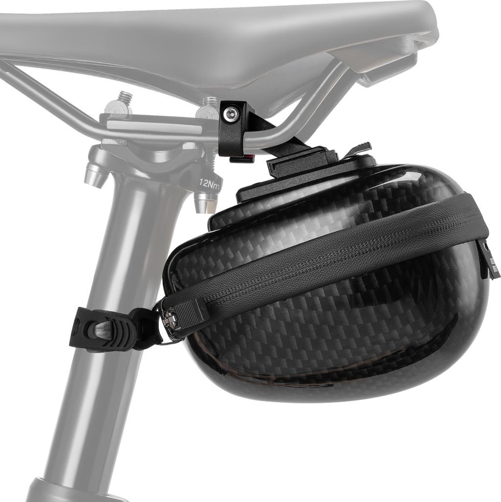 ROCKBROS Fahrrad Satteltaschen Hard Shell Fahrradsitz Tasche 0,4L mit Halterung Schwarz