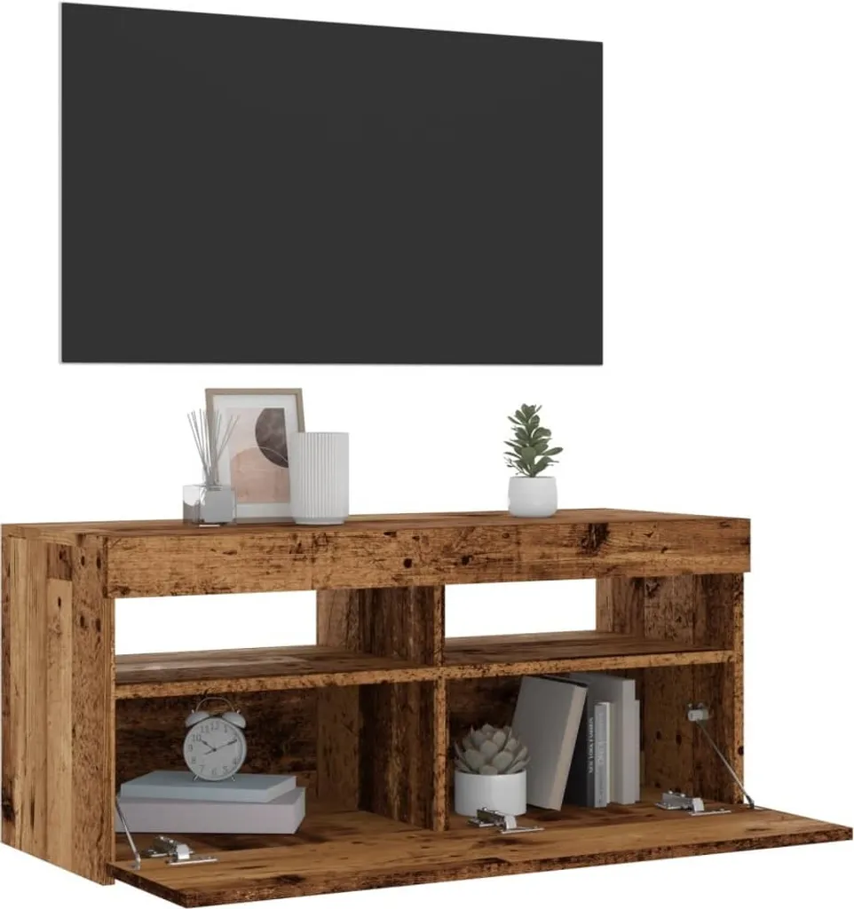 Best Möbel Mobile TV con luci LED effetto legno vecchio 90x35x40 cm - Mobili TV CL1720380 1pacco
