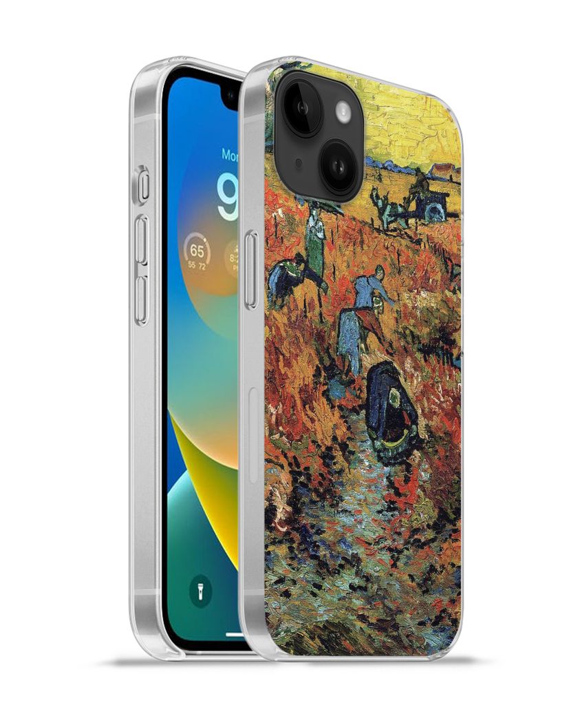 MuchoWow Handyhülle Schutzhülle Hülle für Apple iPhone 14 Plus - Soft case Der rote Weinberg - Vincent van Gogh Silikon Softcase Handy Hülle...