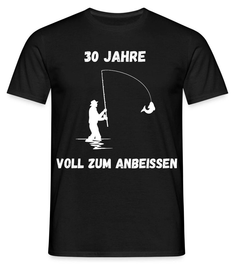 Spreadshirt 30ster Geburtstag | Angler | Zum Anbeißen Männer T-Shirt, S, Schwarz