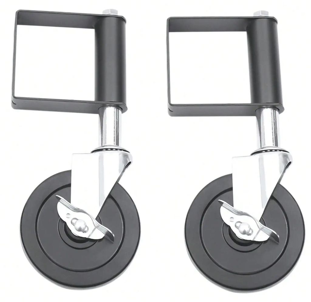 Lenkrollen - Plattenbefestigung - Räder 12,7 cm - Mit Bremse - Set 2 Stück - Schwerlast Metall - Gummi - Schwarz