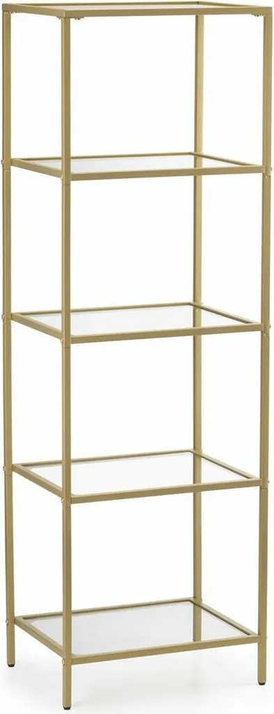 Rangement Bibliothèque Gain de Place Doré et Verre - Modèle 125x30x40