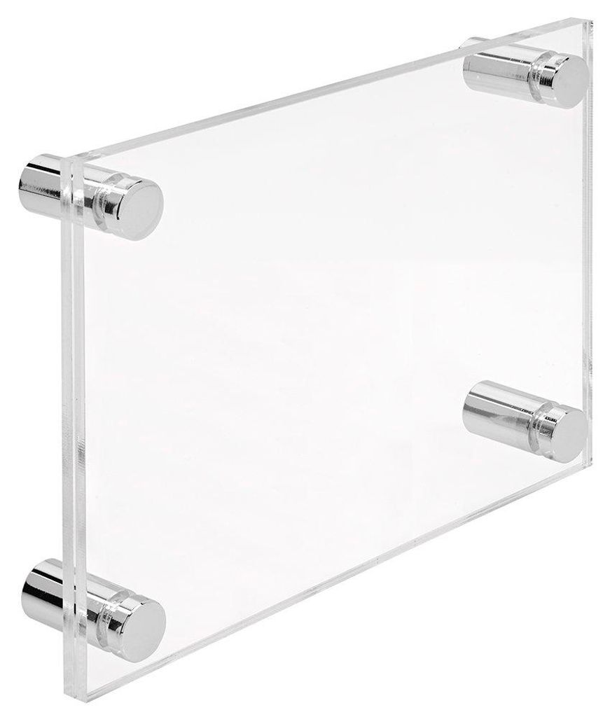 Firmenschild Namensschild Acrylglas DIN A5 – inkl. 4 Messing-Abstandshalter 13×19 mm Chrome, Türschild