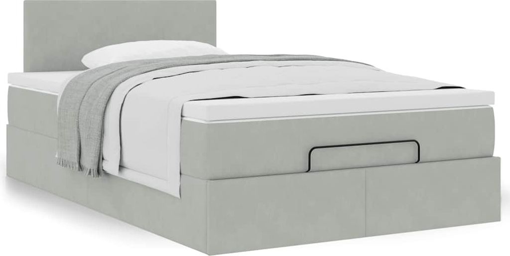Maison Exclusive - Ottoman-Bett mit Matratze Hellgrau 120x200 cm Samt