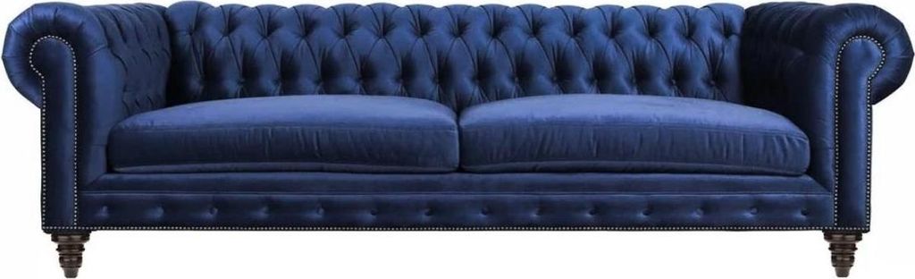 Chesterfield Dreisitzer Blau Neu Wohnzimmer Modern Kreative Möbel Textil Stoff